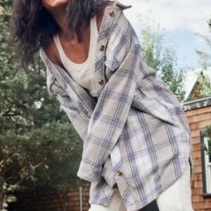 Aerie Blue and Gray Striped Shirt